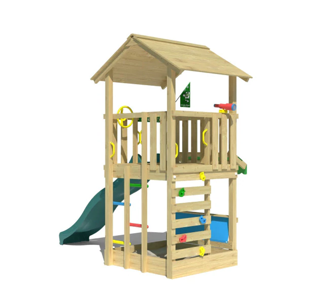 Jungle Vista | Wooden climbing frame with slide & market stall Jungle Vista | Wooden climbing frame with slide & market stall