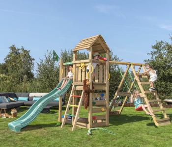 Jungle Safari | Wooden climbing frame with swing & climbing net test