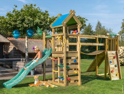 Jungle Nomad | Wooden climbing frame with slide & clatter bridge