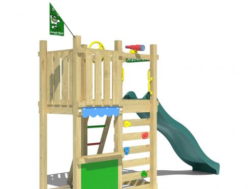 Jungle Nest | Wooden climbing frame with slide & market stall