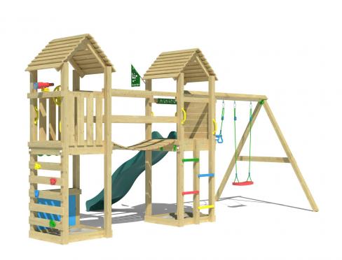 Jungle Haven | Wooden climbing frame with double swing