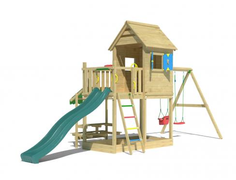 Jungle Cabana | Tower playhouse with double swing