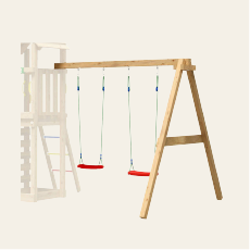 Wooden climbing frame extension with swings